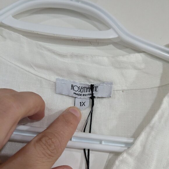 BNWT Rosemarine 100% Linen Button Down Tunic Length Shirt White Size 1X - Picture 2 of 4